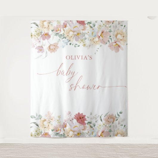 Tapisserie de fond florale moderne pour Baby Showe (Devant)