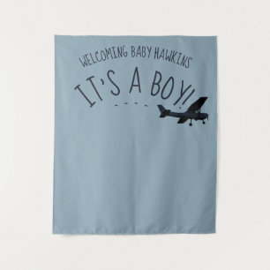 Tapisserie de fond pour shower de bébé avion