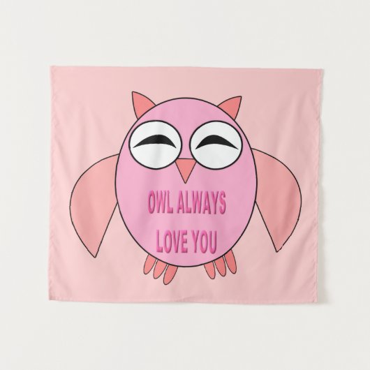 Tapisserie de hibou de message d'amour mignon (Devant (Horizontal))