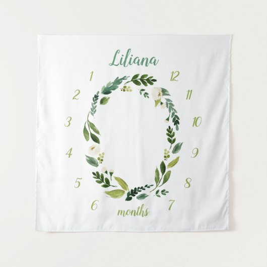 Tapisserie de jalons mensuels de bébé de verdure d (Devant)