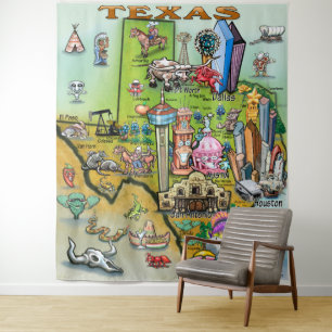 Tapisserie de la carte du Texas Fun