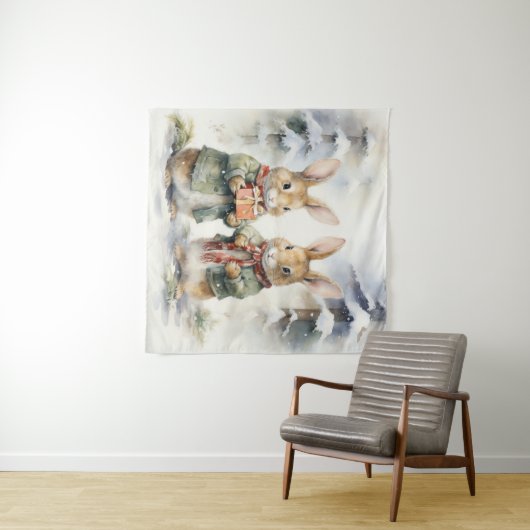 Tapisserie de lapin de Noël (En situation (horizontale))