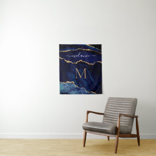 Tapisserie de marbre bleu marine agate personnalis