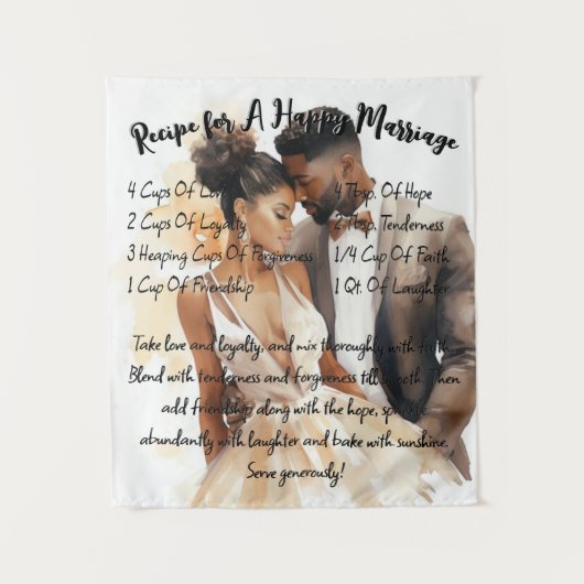Tapisserie de mariage cadeau recette pour un maria (Devant)