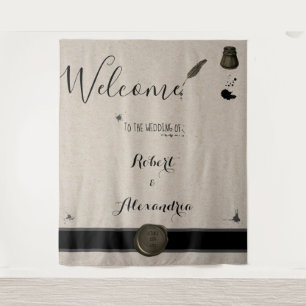 Tapisserie de mariage de bienvenue Feather Pen & I
