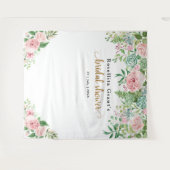 Tapisserie de mariage fabuleuse à fleurs roses  (Devant (Horizontal))