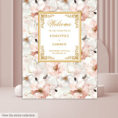 Tapisserie de mariage florale dorée rose poudré cl