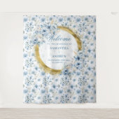 Tapisserie de mariage moderne bohème bleu clair et (Devant)