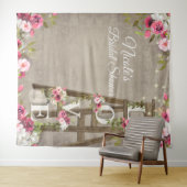 Tapisserie de mariage rustique à fleurs roses éche (En situation (horizontale))