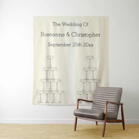 Tapisserie de mariage Verres à champagne (En situation)