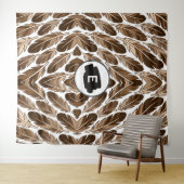 Tapisserie de monogramme sur mesure - Plumes Brown (En situation (horizontale))