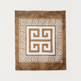 Tapisserie de motif clé grec blanc Design