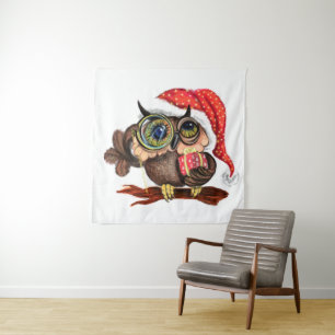 Tapisserie de Noël Chouette bébé avec cadeau