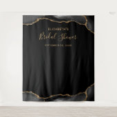 Tapisserie de stand photo de mariage noir or agate (Devant)