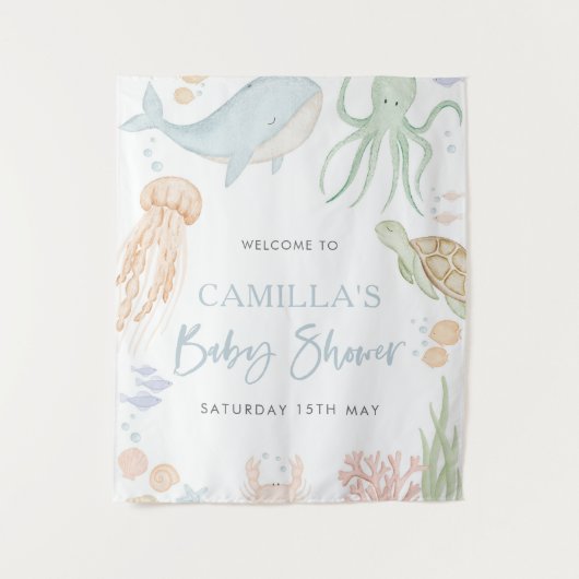 Tapisserie de toile de fond pour Baby Shower Sous  (Devant)