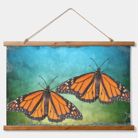 Tapisserie en bois avec papillons monarques (Devant)