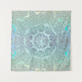 Tapisserie fanée de mur de mandala de gris bleu (Devant (Horizontal))