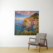 Tapisserie Fleurs Coucher de soleil Cinque Terre I (En situation)