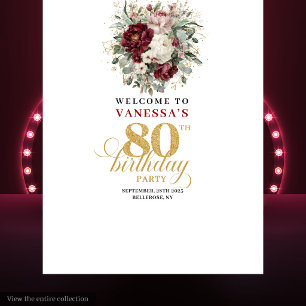 Tapisserie Florale Rose Luxueux pour 80e Anniversa