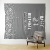 Tapisserie Grise et Argentée Joyeux 21e Anniversai (En situation (horizontale))