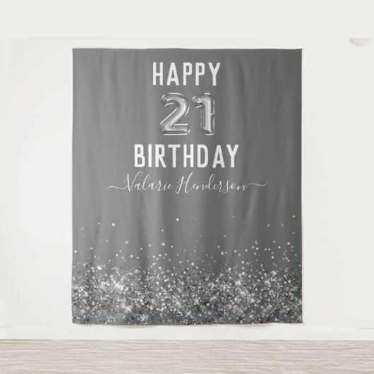 Tapisserie Grise et Argentée Joyeux 21e Anniversai (Devant)