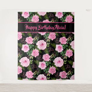 Tapisserie Joyeux Anniversaire Roses Roses Noires