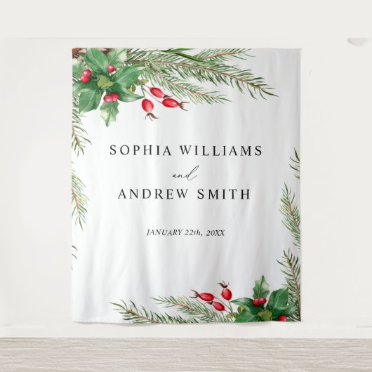 Tapisserie Mariage de Noël Red Berries (Devant)