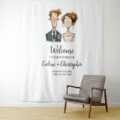 Tapisserie mariage Quirky Couple Aquarelle Mariée (En situation)