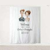 Tapisserie mariage Quirky Couple Aquarelle Mariée (Devant)
