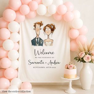 Tapisserie mariage Quirky Couple Aquarelle Mariée