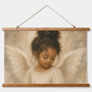 Tapisserie murale ange fille aquarelle vintage