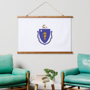 Tapisserie murale avec drapeau du Massachusetts, É
