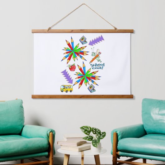 Tapisserie murale coupée en bois Retour à l'école  (Salon)