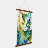 Tapisserie murale de chat vert (Angulaire)