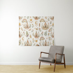 Tapisserie murale de nursery arc-en-ciel aquarelle
