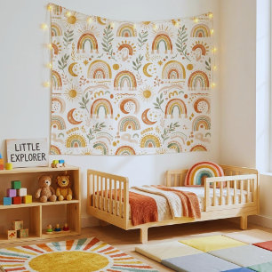 Tapisserie murale de nursery arc-en-ciel Boho Terr