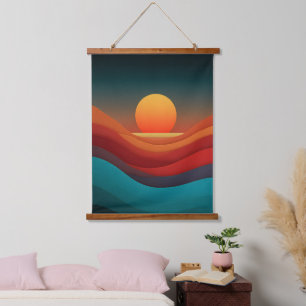 Tapisserie murale en bois Bauhaus Earthy Sunset Wa