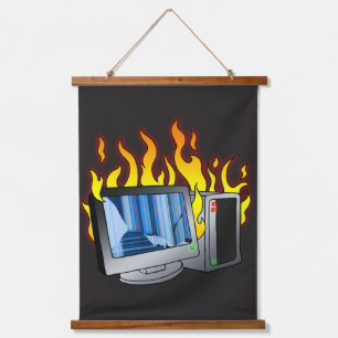 Tapisserie murale en bois de feu d'ordinateur