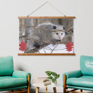 Tapisserie murale en bois Opossum Nature