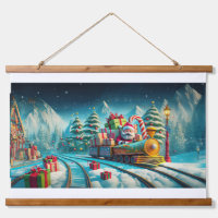 Tapisserie murale en bois Père Noël Pôle Nord Expr