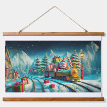 Tapisserie murale en bois Père Noël Pôle Nord Expr