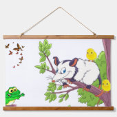 Tapisserie murale en bois Possum Frog Chick Floral (Devant)