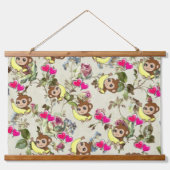 Tapisserie murale en bois Singe Bananes Coeurs (Devant)