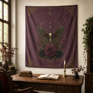 Tapisserie murale gothique victorienne prune antiq