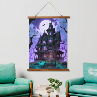 Tapisserie murale halloween château effrayant