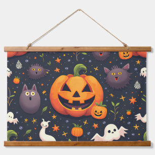 Tapisserie murale Halloween Citrouille en bois