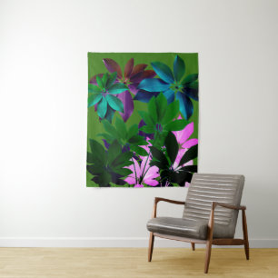 Tapisserie murale rose et vert feuille