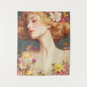 Tapisserie murale vintage de déesse florale