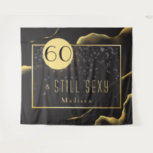 Tapisserie noire cool encre pour 60e anniversaire