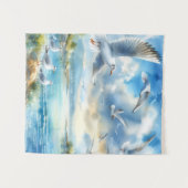 Tapisserie Peinture d'aquarelle de goéland (Devant (Horizontal))